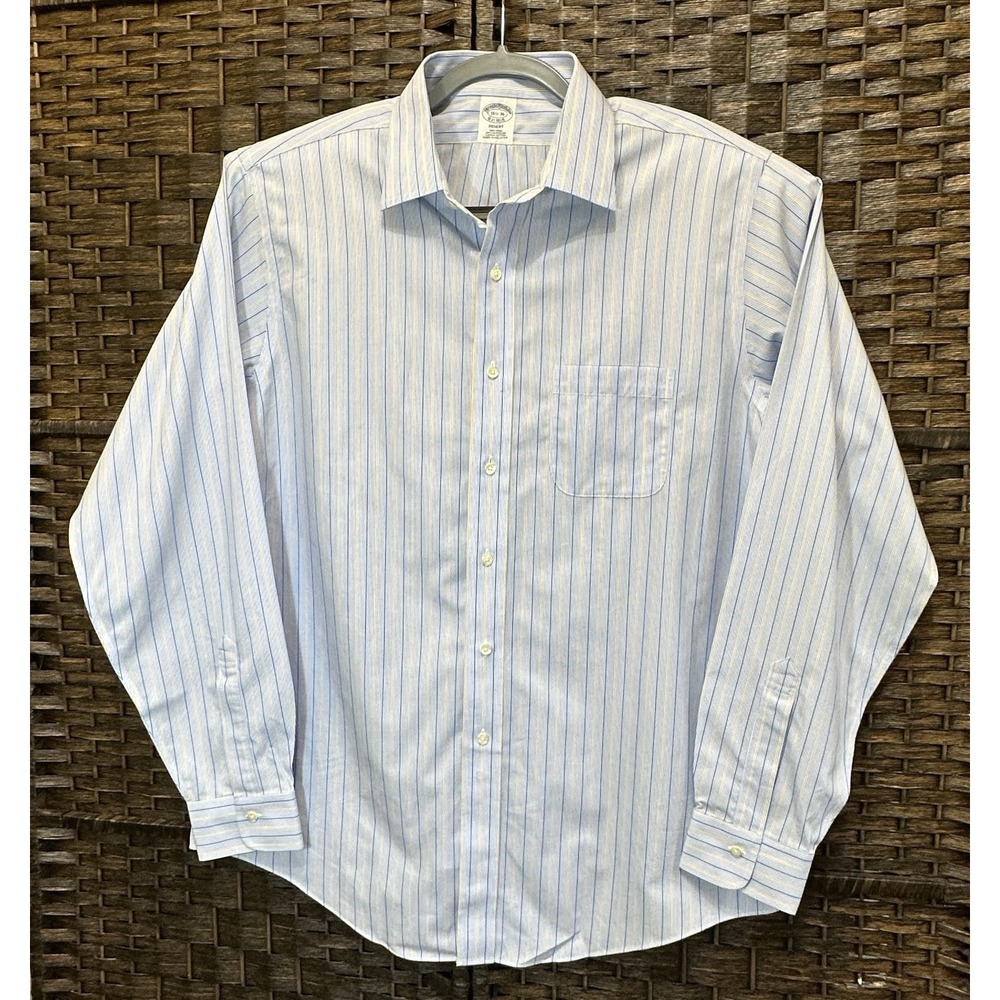 Brooks Brothers Regent Blue Stripe Button Down Dress Shirt Mens 16 1/2 36 - Picture 2 of 9